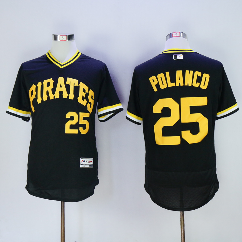 Men Pittsburgh Pirates #25 Polanco Black Elite MLB Jerseys